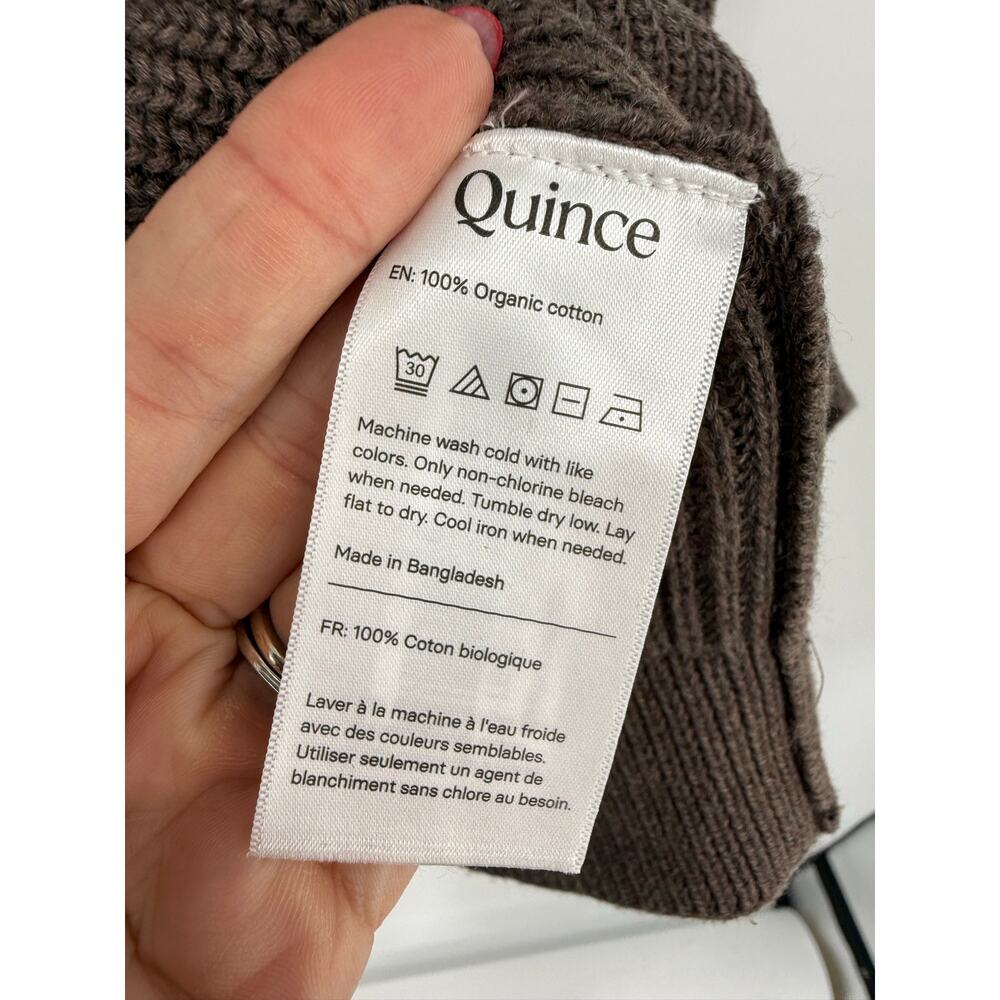 Quince Organic Cotton Ribbed Crewneck Sweater Heather Brown Men L Minimalist - Picture 6 of 9